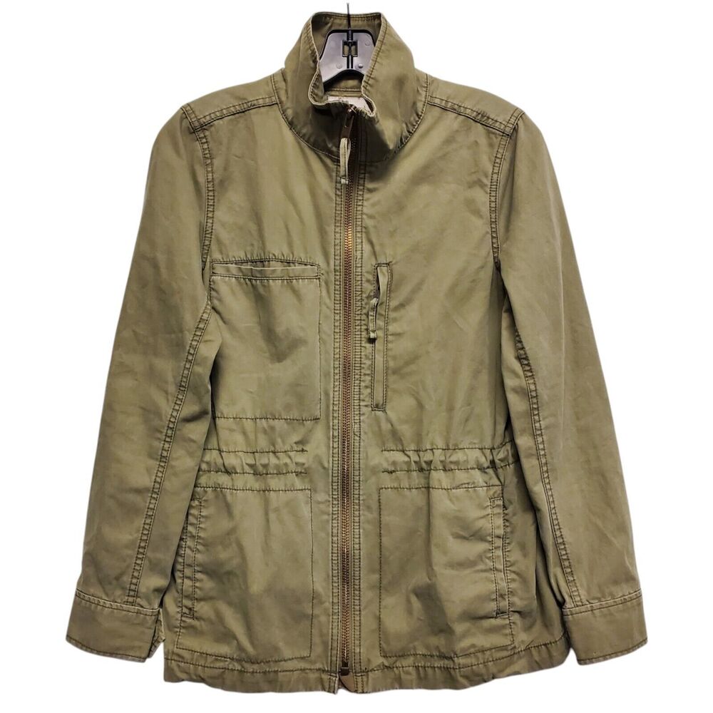 MADEWELL Jacket Womens Medium Beige Utility Drawstring Full Zip Pockets Outdoor